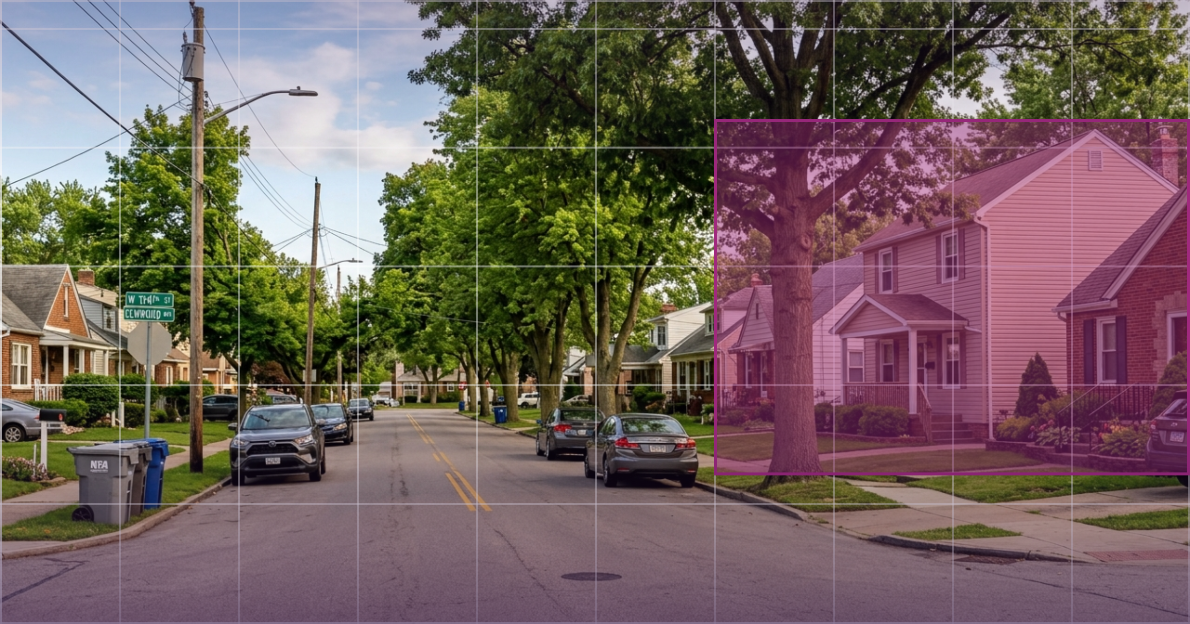 Tree-lined residential street in S. Euclid, Cleveland