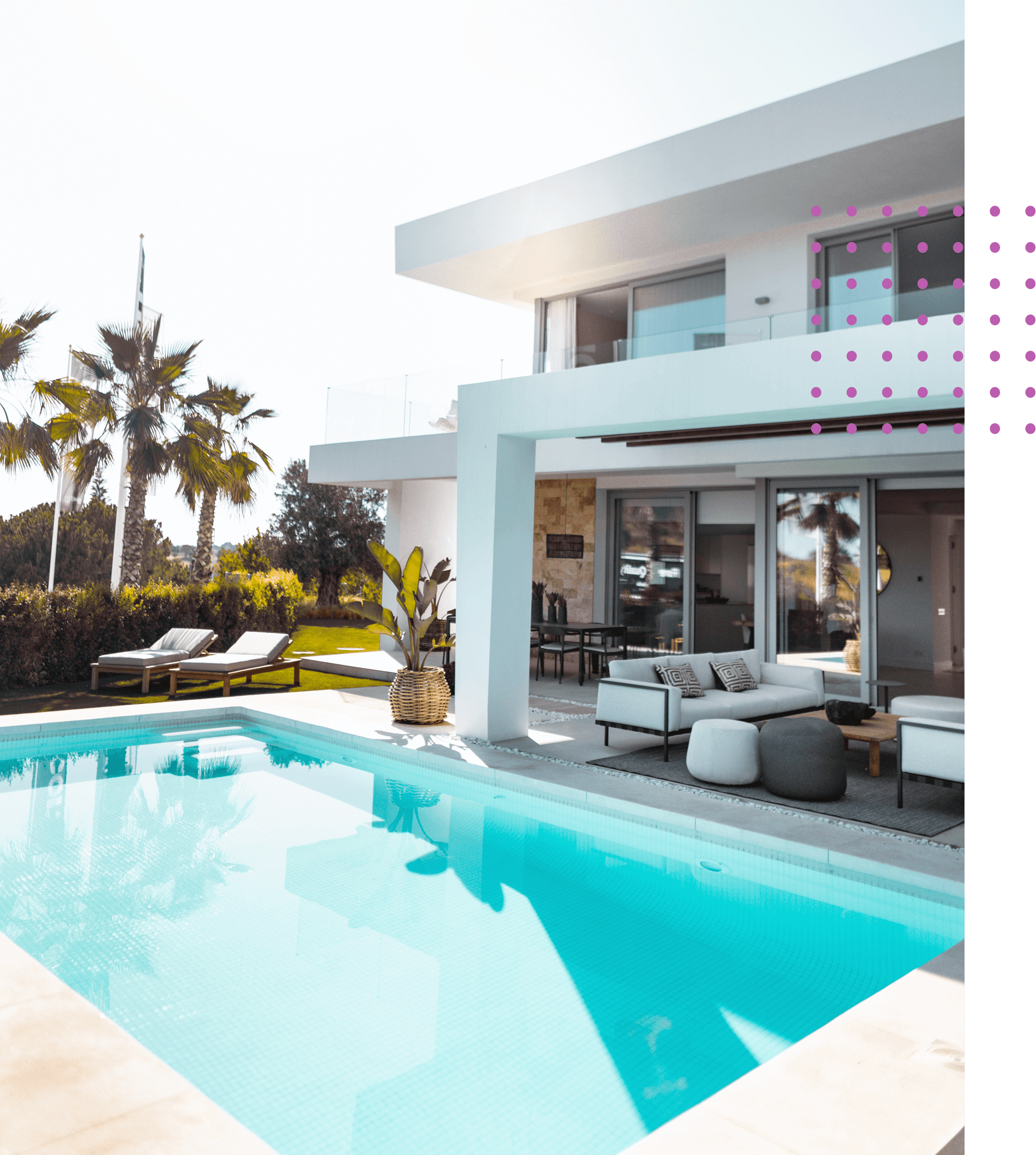 Beautiful white concrete villa with swimming pool