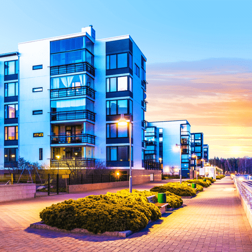 white buildings lined up along a gorgeous street