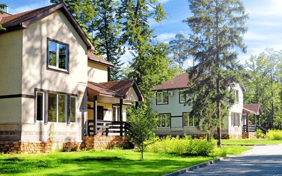 beautiful row of houses in the countryside