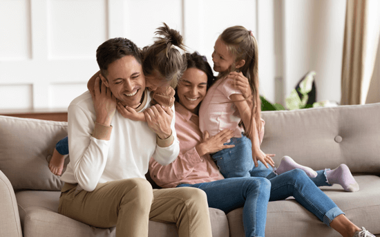 a family having fun in their home