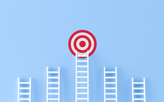 a ladder aiming for a target symbol